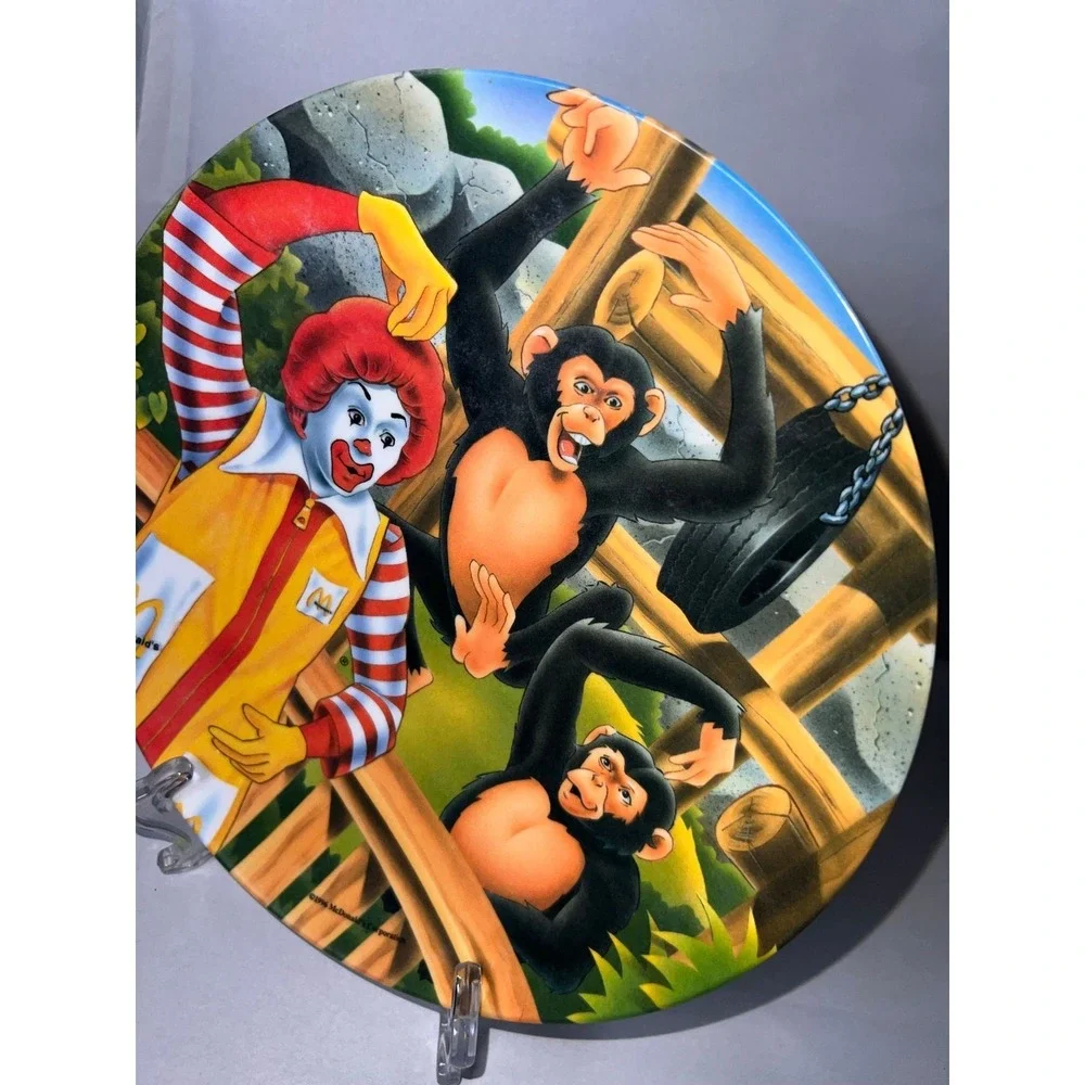 Vintage 1996 McDonalds Ronald McDonald Chimpanzee Zoo Animal Melamine Plate 10.5
